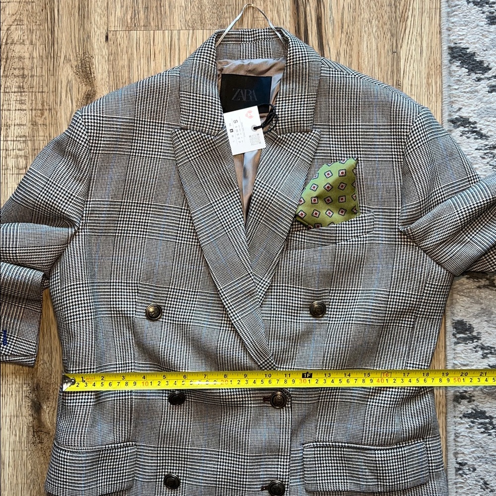 NEW! Zara Plaid Wool Oversized Blazer Size S - Picture 11 of 12